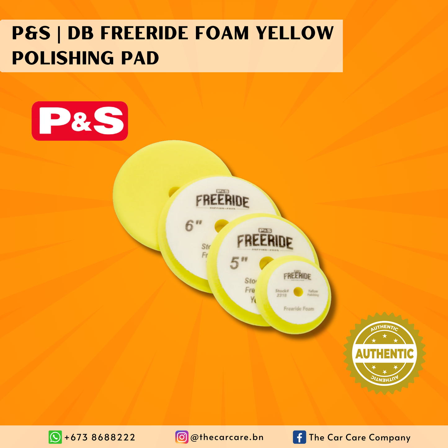 DB Freeride Foam Yellow Polishing Pad - 2 pack