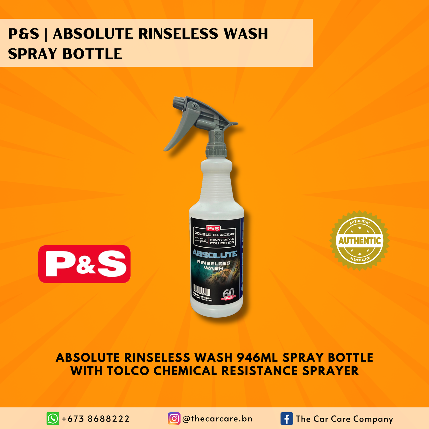 Absolute Rinseless Wash Spray Bottle