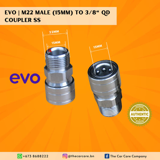 M22 Male (15mm) to 3/8" QD Coupler SS