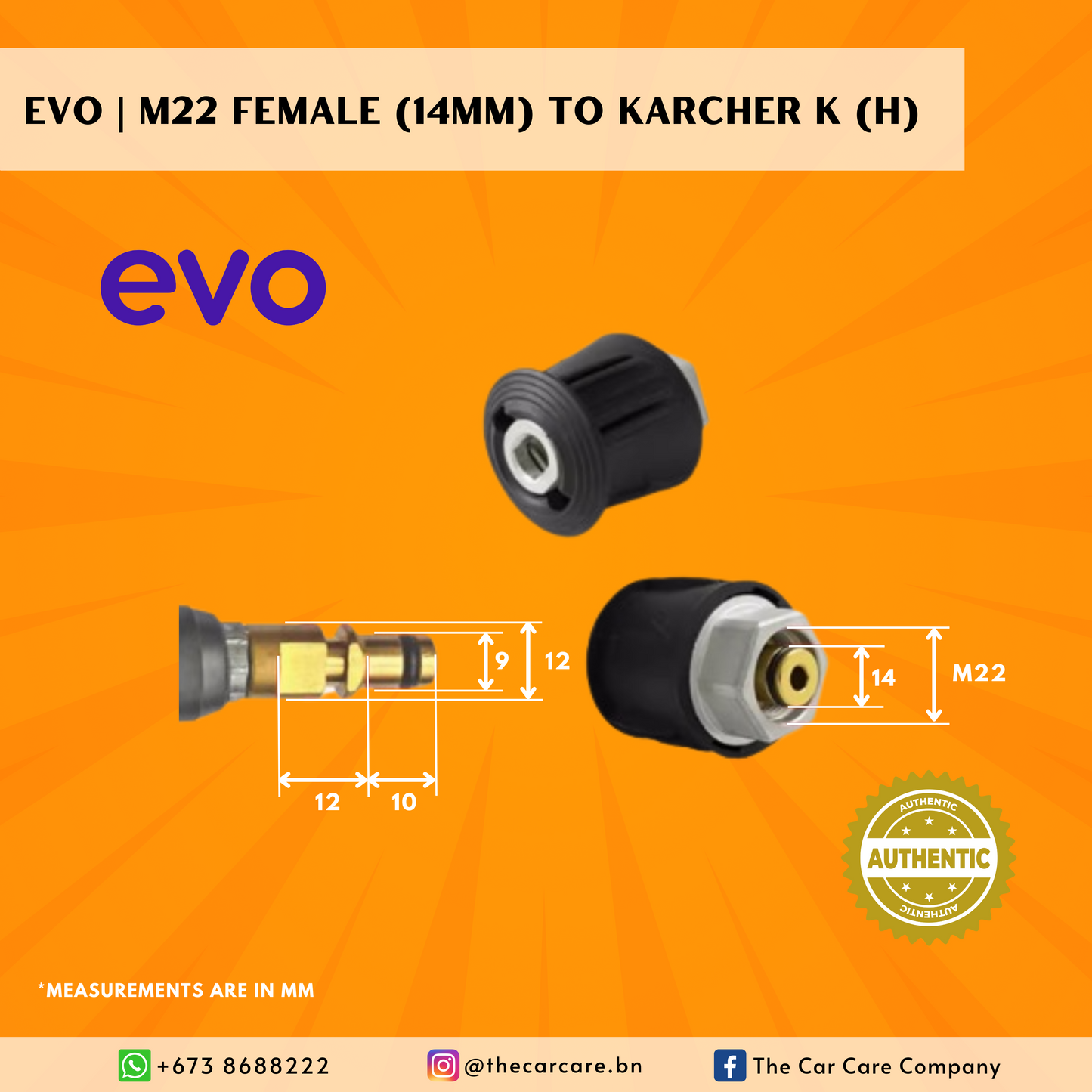 M22 Female (14mm) to Hose Connector