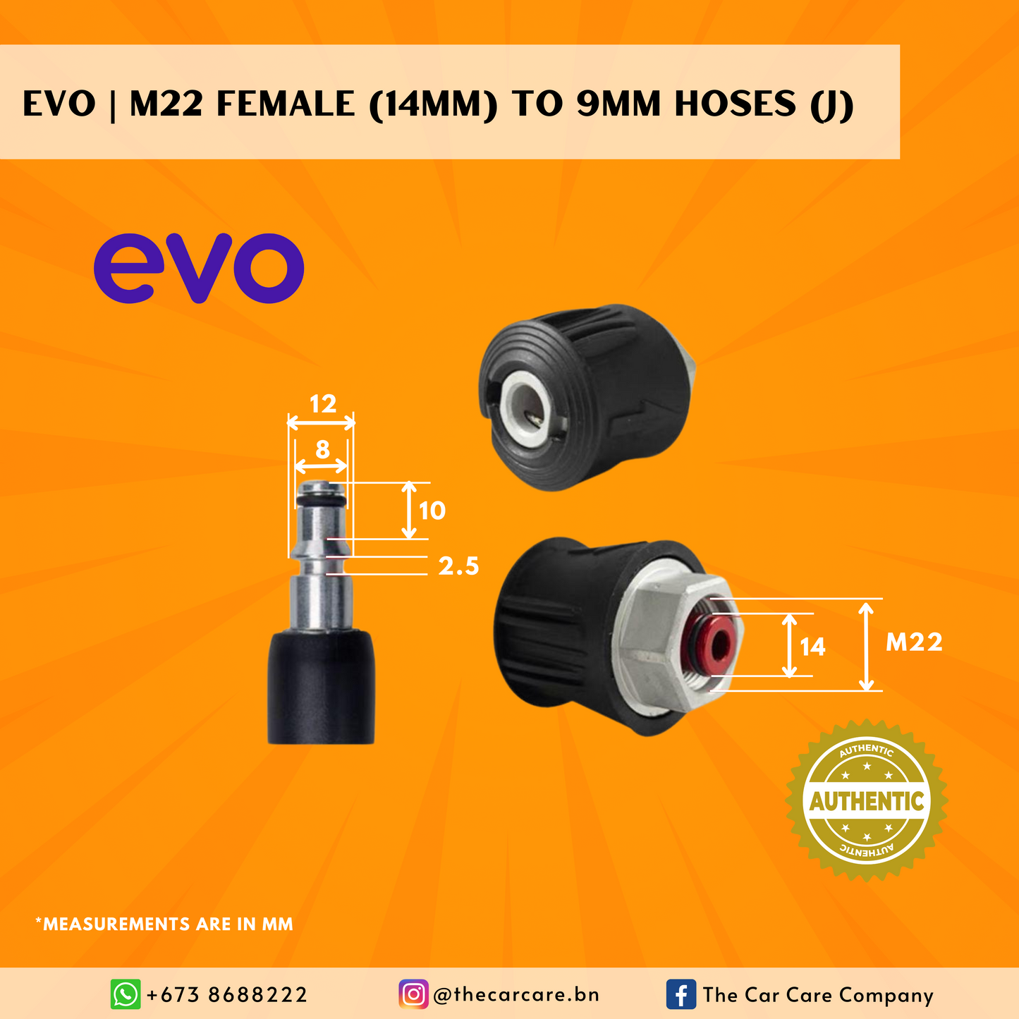 M22 Female (14mm) to Hose Connector