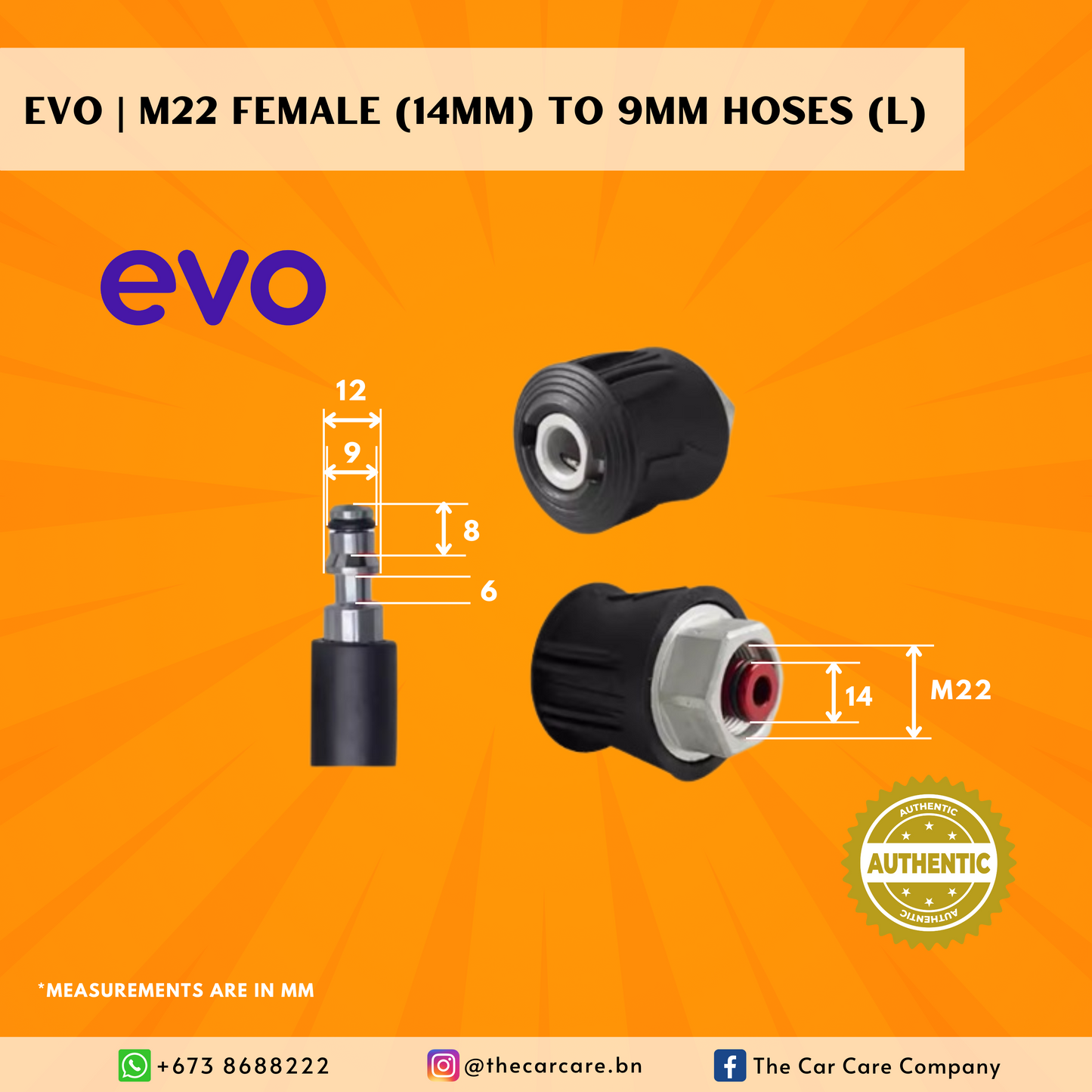 M22 Female (14mm) to Hose Connector