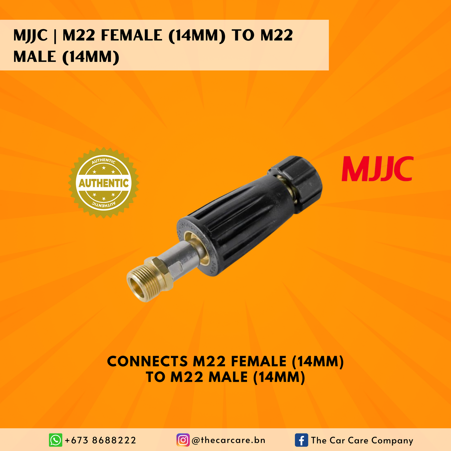 M22 Female (14mm) to M22 Male (14mm)