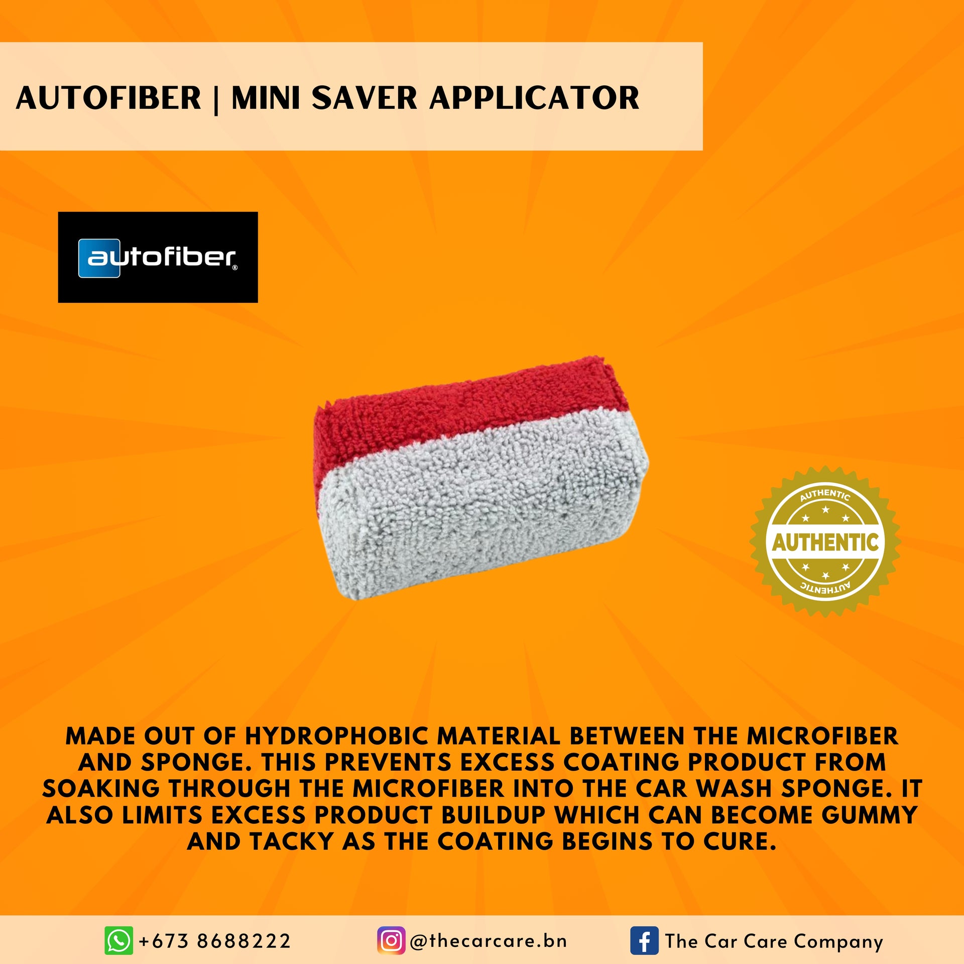 Autofiber Mini Microfiber Coating Applicator Sponge with Plastic Barrier