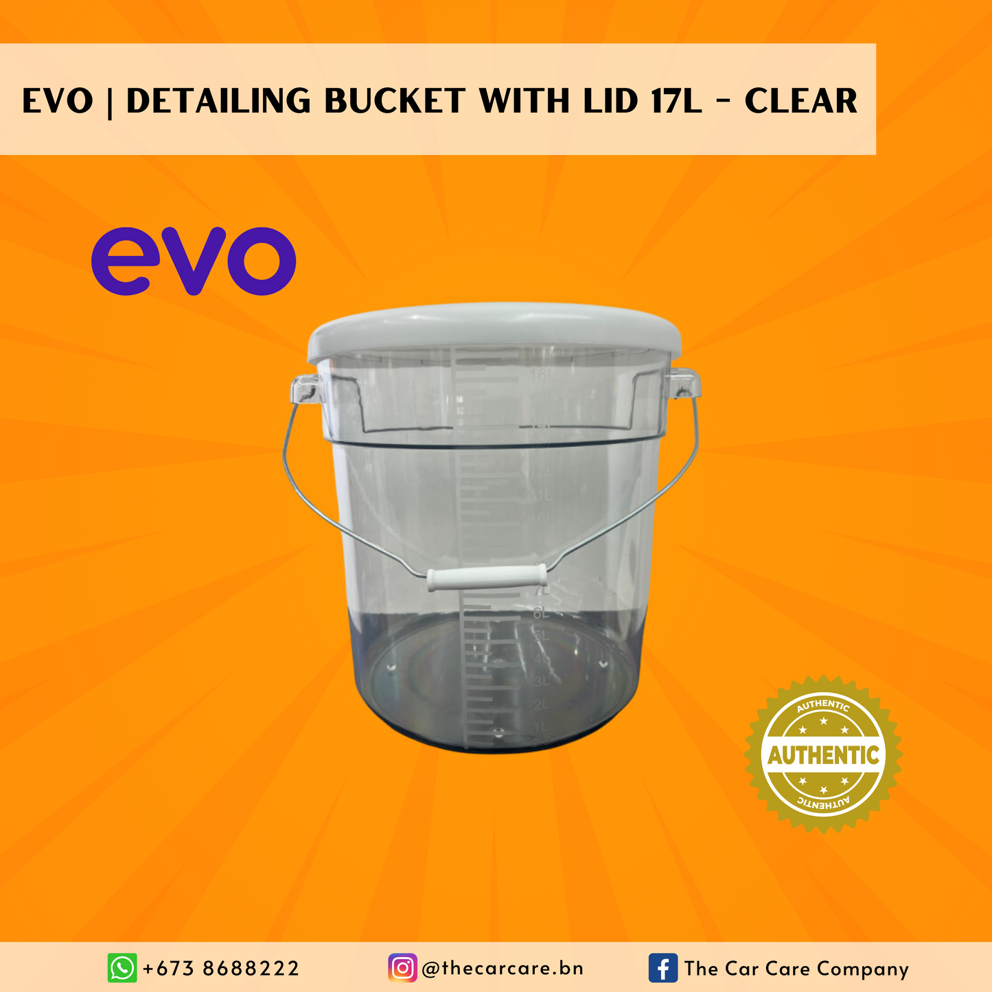 Detailing Bucket with Lid 17L - Clear