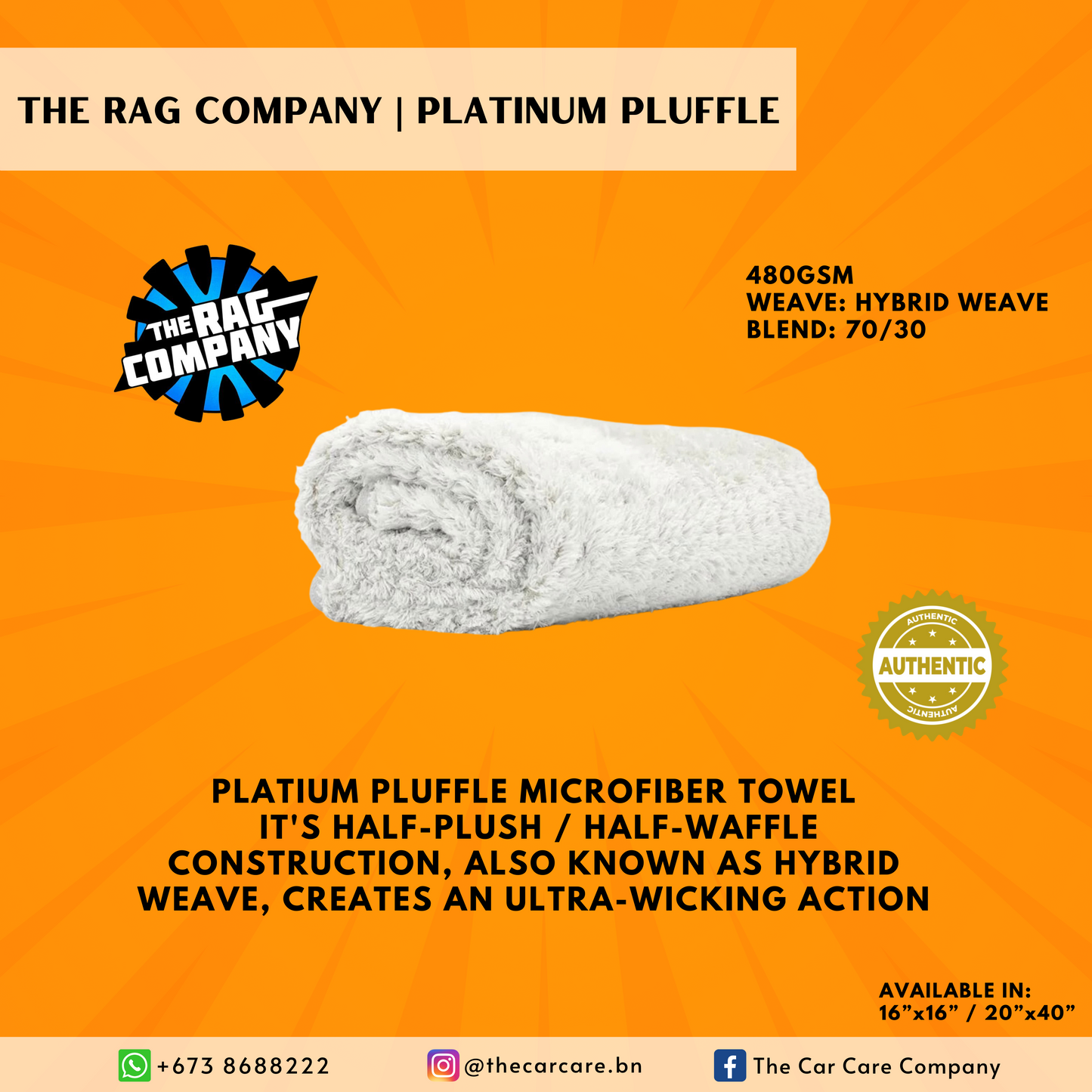 Platinum Pluffle Microfiber Towel (Light Grey)