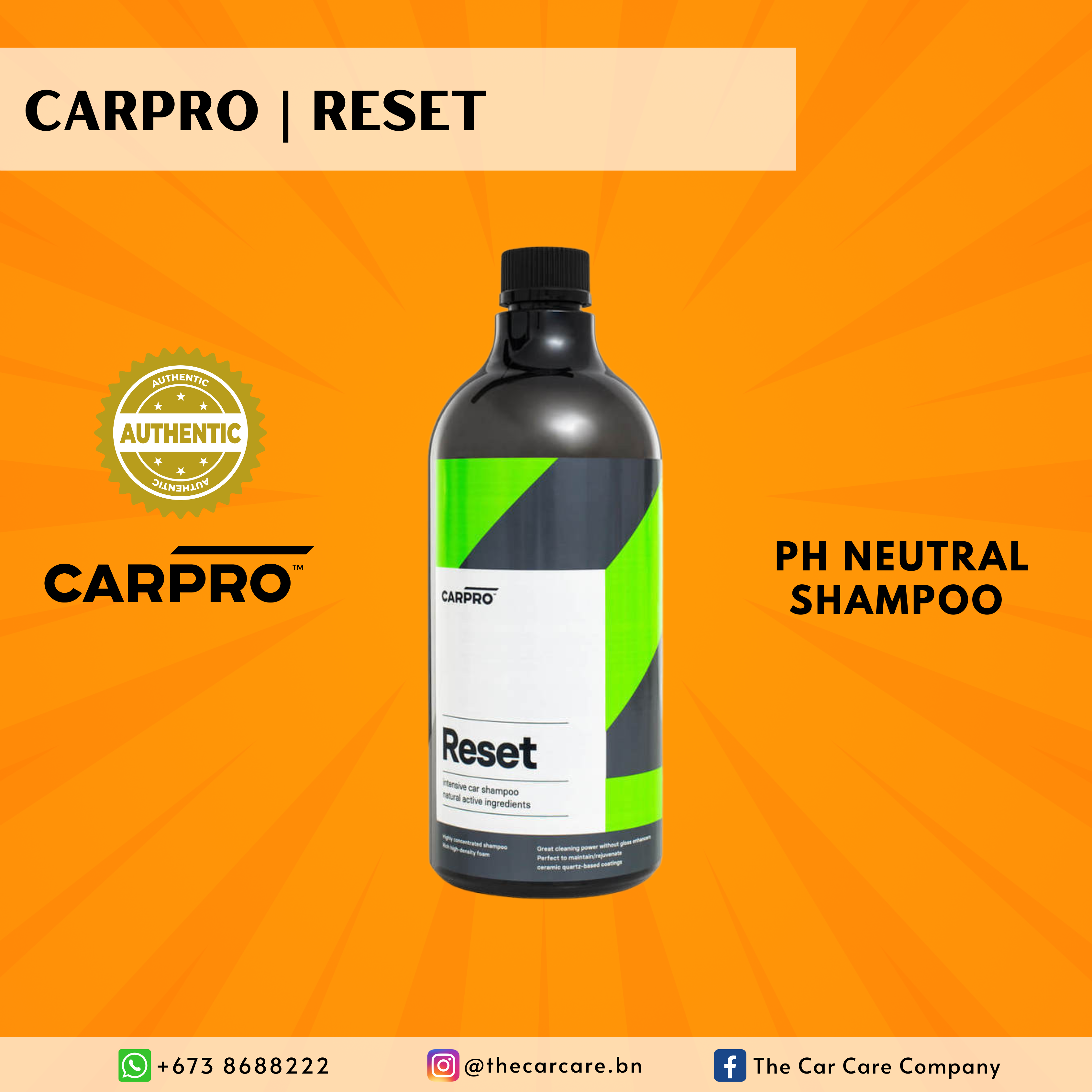 CarPro Reset Car Shampoo 1L – PH Neutral Gentle Car Soap, Safe For Coatings & Wax