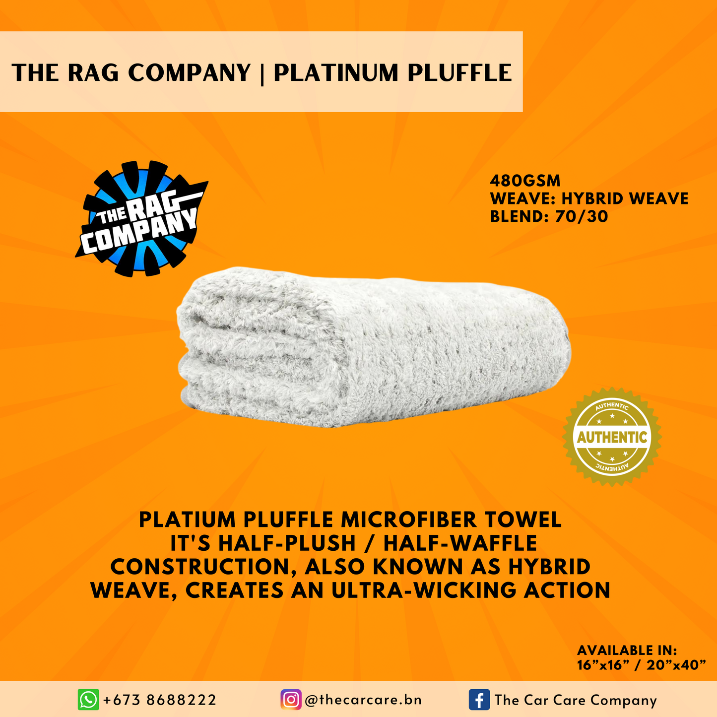 Platinum Pluffle Microfiber Towel (Light Grey)